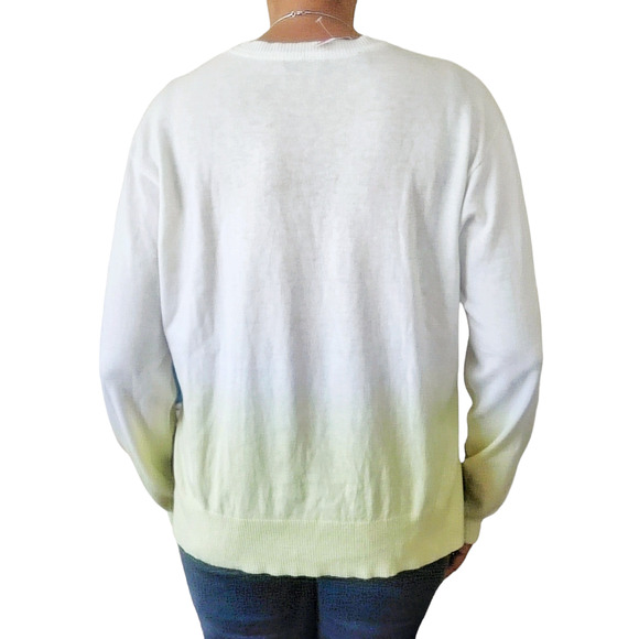 ATM Anthony Thomas Melillo Boxy Dip Dye crewneck sweater yellow ombre Size S NEW - Picture 2 of 7